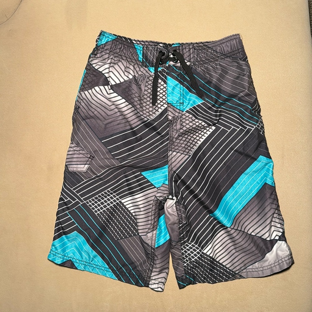 Kanu Surf Boys Grey Blue Swim Board Shorts 14/16 Large